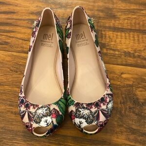 FLATS MELISSA Mel Ultragirl 3DB Llama Cactus White/Green Girls size 11